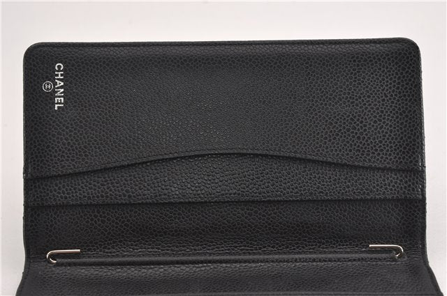 Authentic CHANEL Caviar Skin Matelasse Agenda Notebook Cover CC Logo Black 4961F