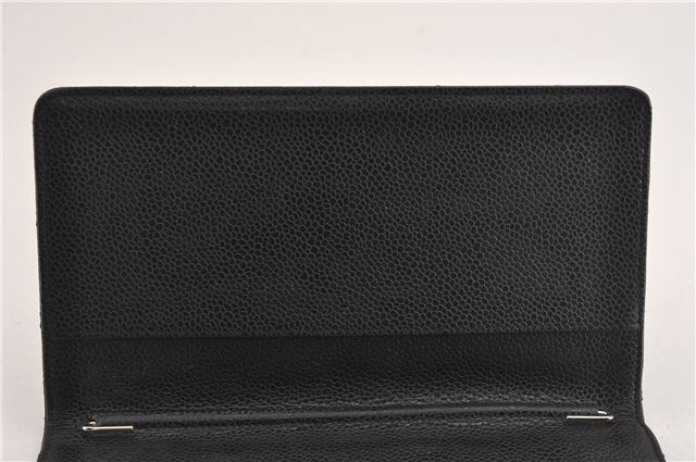 Authentic CHANEL Caviar Skin Matelasse Agenda Notebook Cover CC Logo Black 4961F