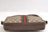 Authentic GUCCI Web Sherry Line Shoulder Cross Bag GG PVC Leather Brown 4961I