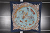 Authentic HERMES Pleats Scarf "CIRQUE MOLIER" Silk Navy Box 4966F