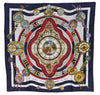 Authentic HERMES Carre 90 Scarf "Palmi Les FLEURS JE COMPTE" Silk Navy Box 4967F