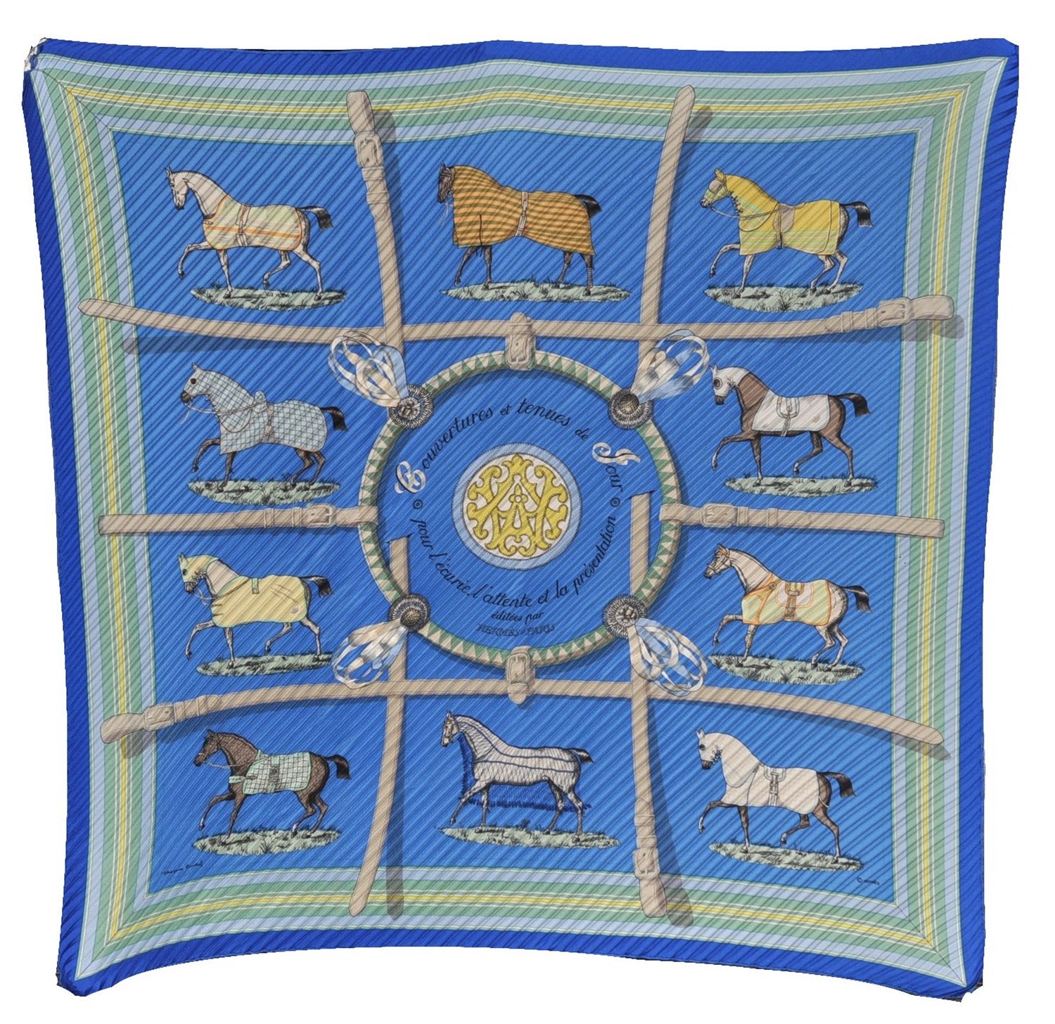 Auth HERMES Pleats Scarf 