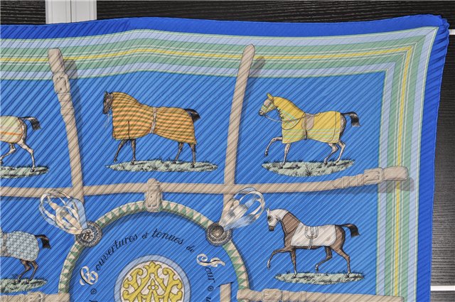 Auth HERMES Pleats Scarf 