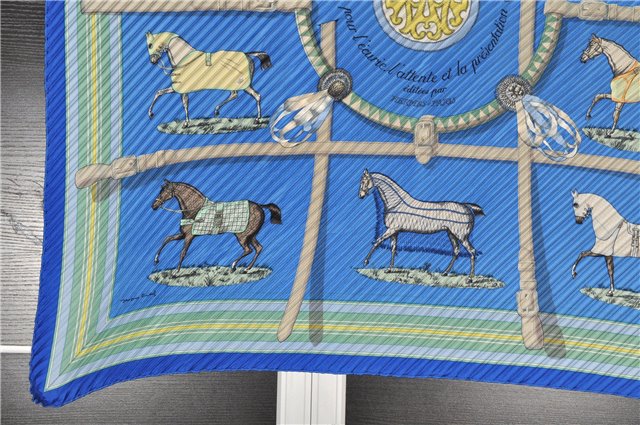 Auth HERMES Pleats Scarf 