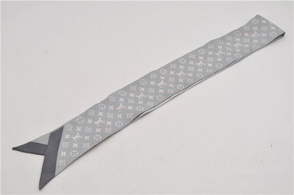 Authentic Louis Vuitton Bandeaux Monogram Padlock Pattern Scarf Silk Gray 4970F