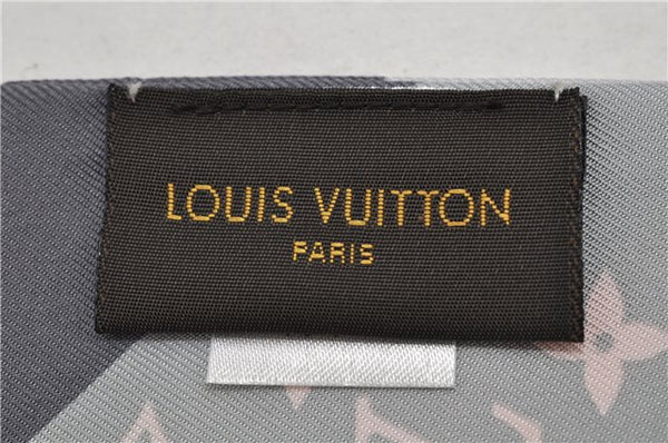 Authentic Louis Vuitton Bandeaux Monogram Padlock Pattern Scarf Silk Gray 4970F