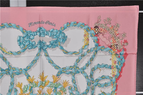 Authentic HERMES Carre 90 Scarf "LE SACRE DU PRINTEMPS" Silk Pink 4973F