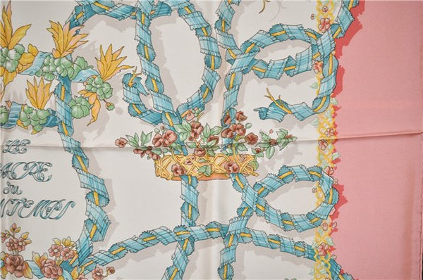 Authentic HERMES Carre 90 Scarf "LE SACRE DU PRINTEMPS" Silk Pink 4973F