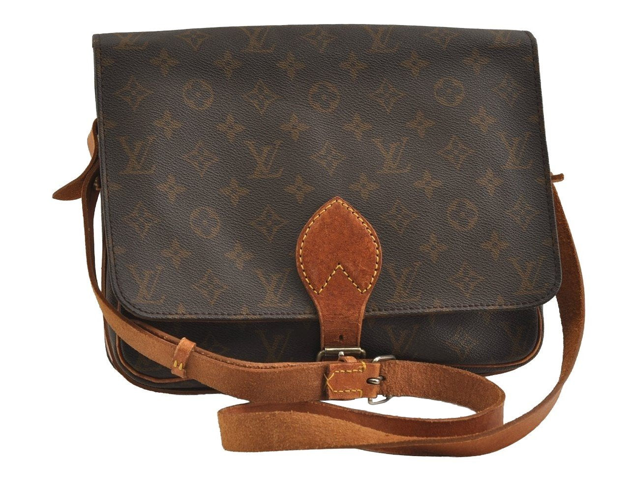 Authentic Louis Vuitton Monogram Cartouchiere GM Shoulder Bag Old Model 4977I