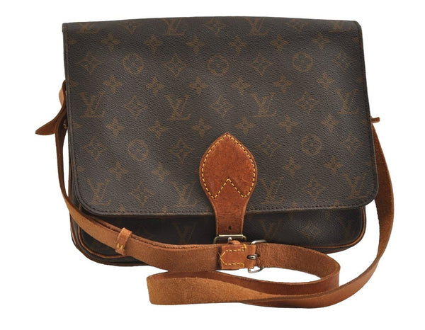 Authentic Louis Vuitton Monogram Cartouchiere GM Shoulder Bag Old Model 4977I
