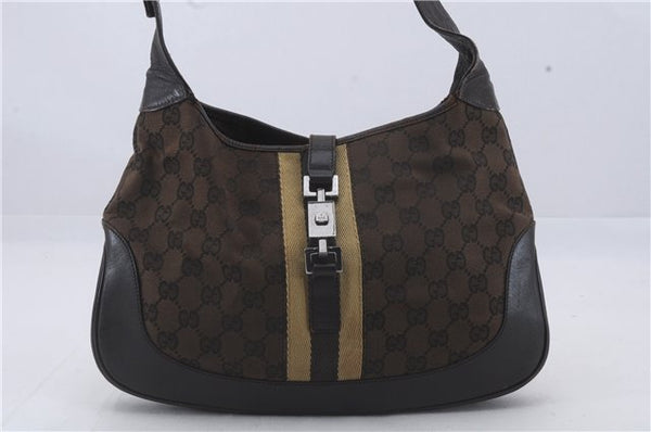 Auth GUCCI Sherry Line Jackie Shoulder Hand Bag GG Canvas Leather Brown 4978D