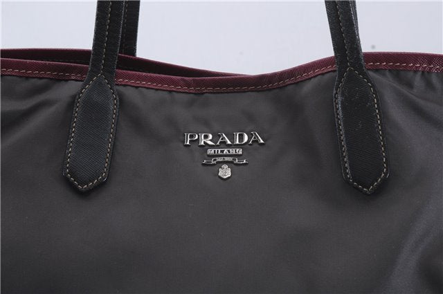 Authentic PRADA Nylon Leather Shoulder Tote Bag Gray Pink 4980D