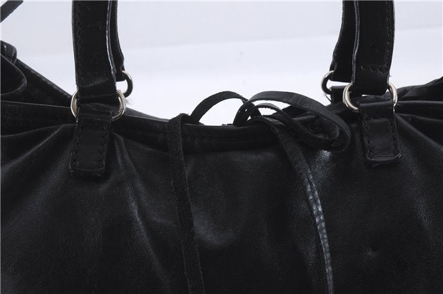 Authentic PRADA Leather Hand Bag Purse Black 4982D