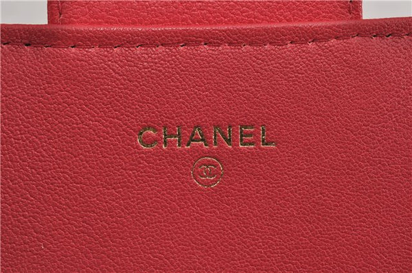 Authentic CHANEL Calf Skin V Stitch CC Logo Long Wallet Purse Pink Box 4983F