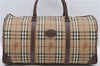 Authentic Burberrys Vintage Nova Check Shoulder Boston Bag PVC Beige 4984D