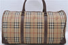 Authentic Burberrys Vintage Nova Check Shoulder Boston Bag PVC Beige 4984D