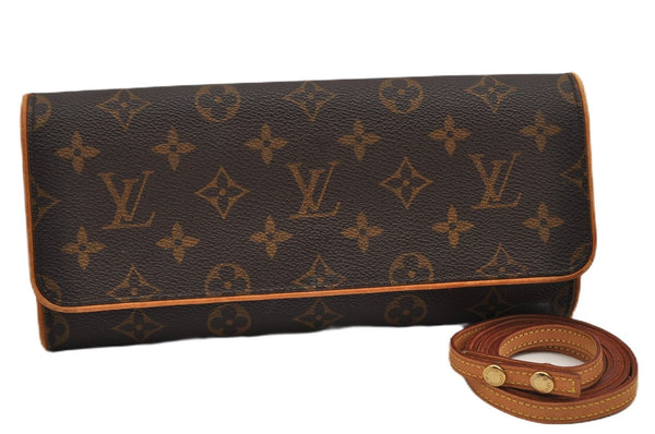 Authentic Louis Vuitton Monogram Pochette Twin GM Shoulder Bag M51852 LV 4986F