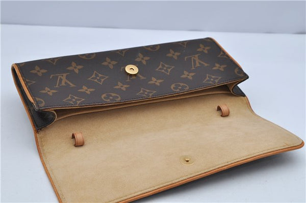 Authentic Louis Vuitton Monogram Pochette Twin GM Shoulder Bag M51852 LV 4986F