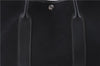 Authentic HERMES Garden Party MM Shoulder Tote Bag Canvas Leather Black 4987E