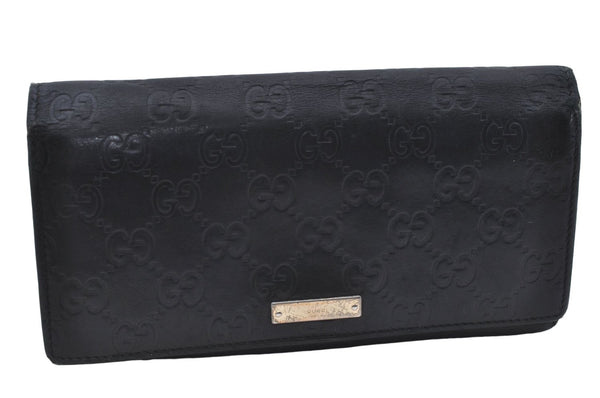 Authentic GUCCI Guccissima Leather Long Wallet Purse 170426 Black 4995D
