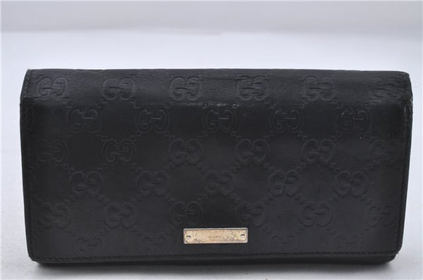 Authentic GUCCI Guccissima Leather Long Wallet Purse 170426 Black 4995D