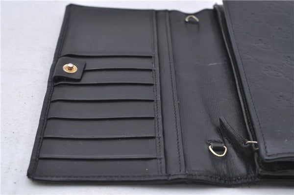 Authentic GUCCI Guccissima Leather Long Wallet Purse 170426 Black 4995D