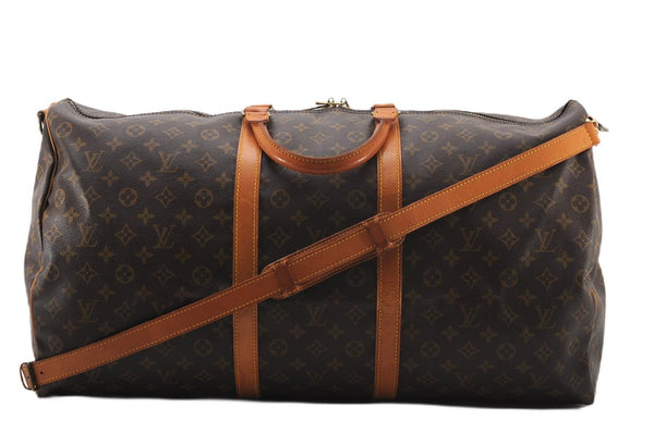 Authentic Louis Vuitton Monogram Keepall Bandouliere 60 M41412 Boston Bag 4998F