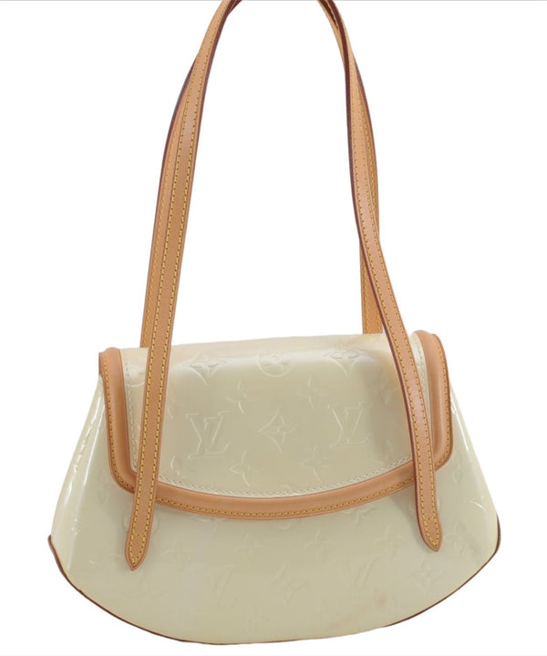 Authentic Louis Vuitton Vernis Biscayne Bay PM Shoulder Bag M91187 Ivory 4999E