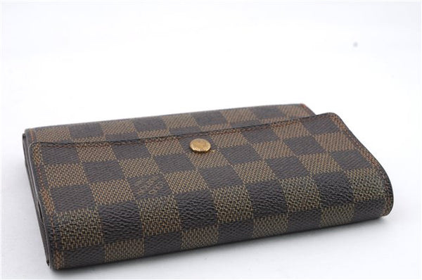 Authentic LOUIS VUITTON Damier Porte Tresor Etui Papier Wallet N61202 LV 5007C