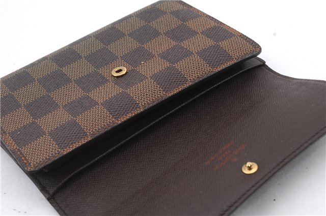 Authentic LOUIS VUITTON Damier Porte Tresor Etui Papier Wallet N61202 LV 5007C