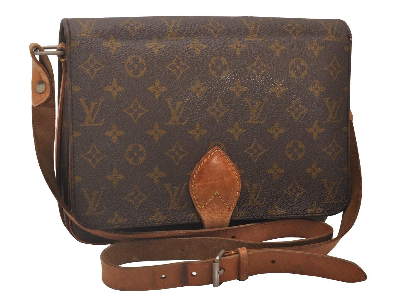 Authentic Louis Vuitton Monogram Cartouchiere GM Shoulder Bag Old Model 5008I