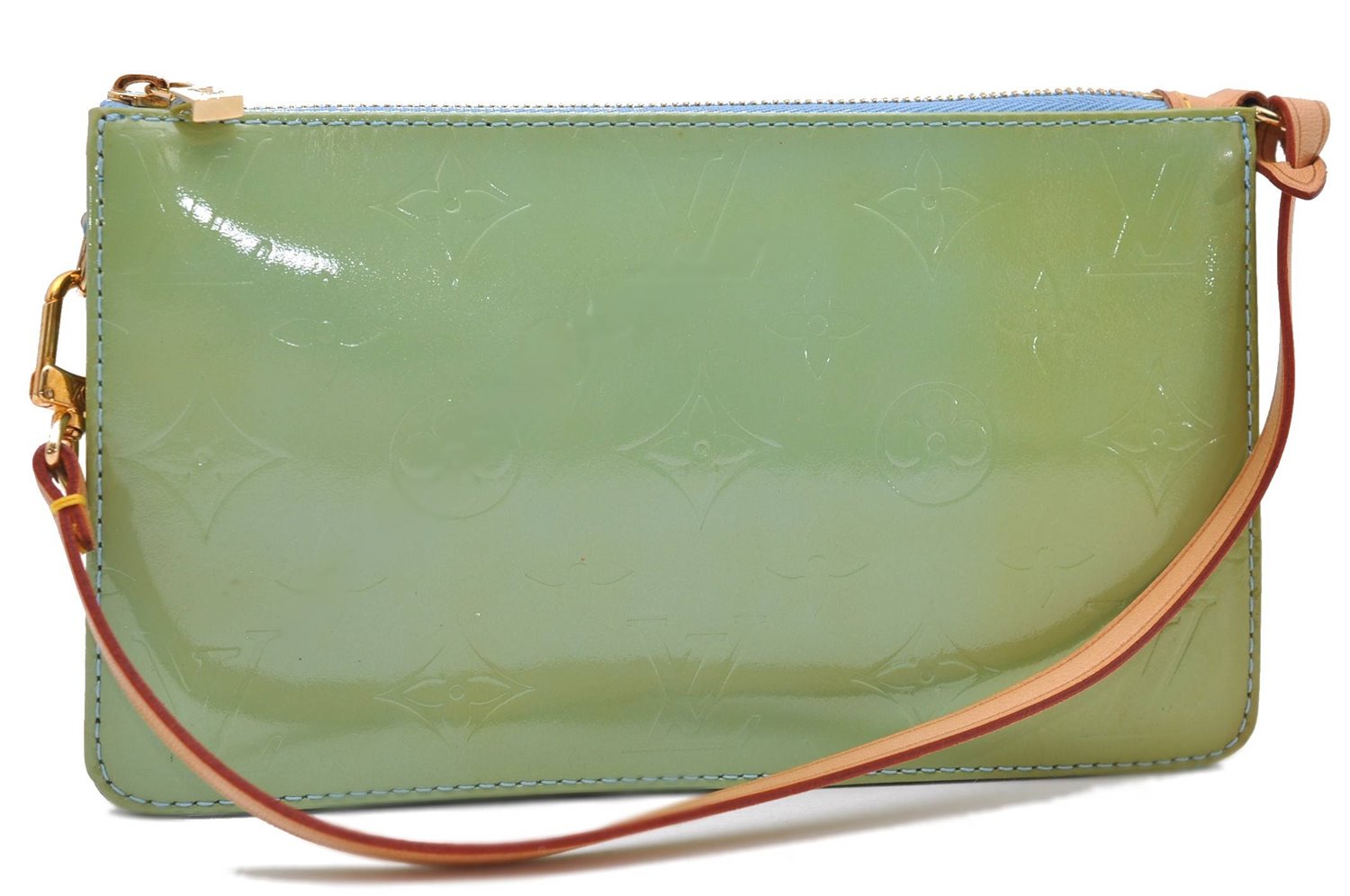 Auth Louis Vuitton Vernis Lexington Hand Bag Pouch Light Green M91011 LV 5012D