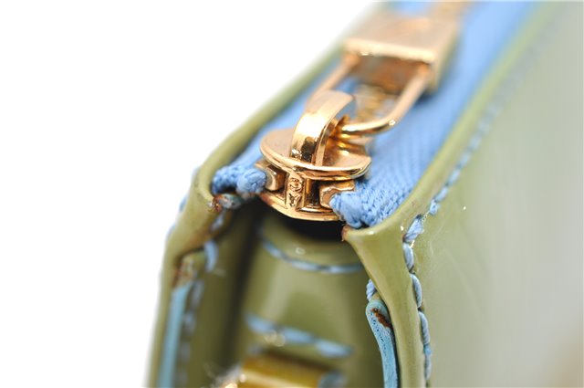 Auth Louis Vuitton Vernis Lexington Hand Bag Pouch Light Green M91011 LV 5012D