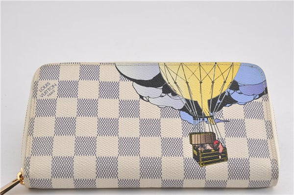 Authentic Louis Vuitton Damier Azur Zippy Wallet Purse Balloon N63006 LV 5013F