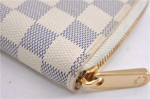 Authentic Louis Vuitton Damier Azur Zippy Wallet Purse Balloon N63006 LV 5013F