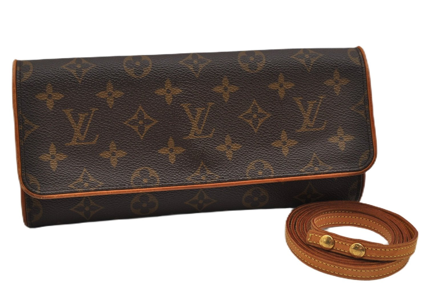 Authentic Louis Vuitton Monogram Pochette Twin GM Shoulder Bag M51852 LV 5018F