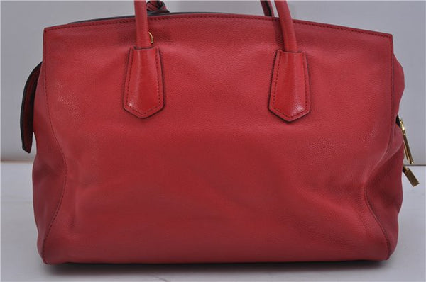 Authentic PRADA Vintage Leather Nappa 2Way Shoulder Hand Tote Bag Red 5020F