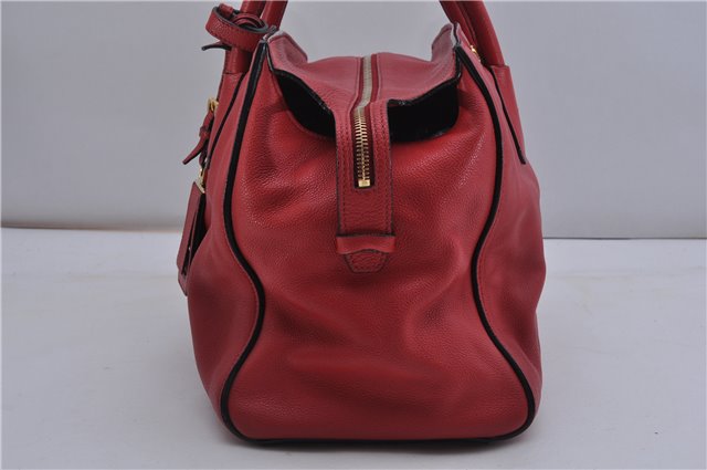 Authentic PRADA Vintage Leather Nappa 2Way Shoulder Hand Tote Bag Red 5020F