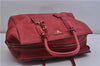 Authentic PRADA Vintage Leather Nappa 2Way Shoulder Hand Tote Bag Red 5020F