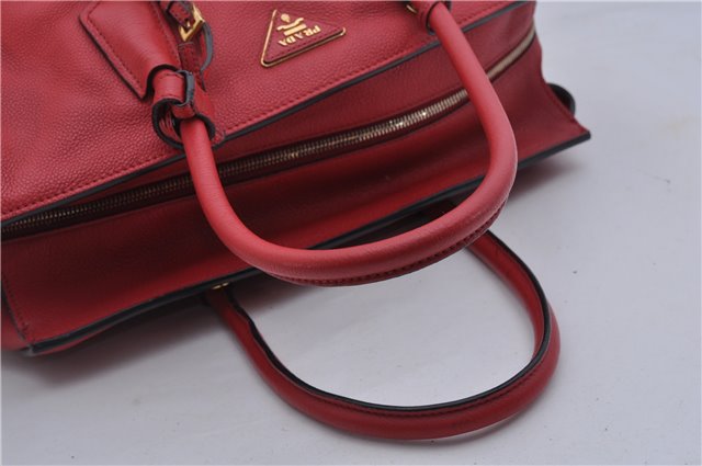 Authentic PRADA Vintage Leather Nappa 2Way Shoulder Hand Tote Bag Red 5020F