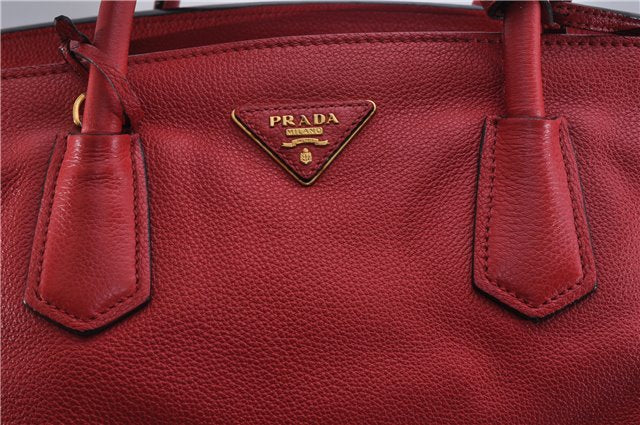 Authentic PRADA Vintage Leather Nappa 2Way Shoulder Hand Tote Bag Red 5020F