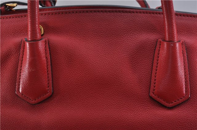 Authentic PRADA Vintage Leather Nappa 2Way Shoulder Hand Tote Bag Red 5020F