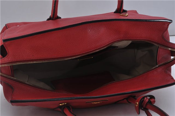 Authentic PRADA Vintage Leather Nappa 2Way Shoulder Hand Tote Bag Red 5020F