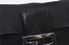 Authentic FENDI Mamma Baguette Shoulder Hand Bag Jersey Leather Black 5022D