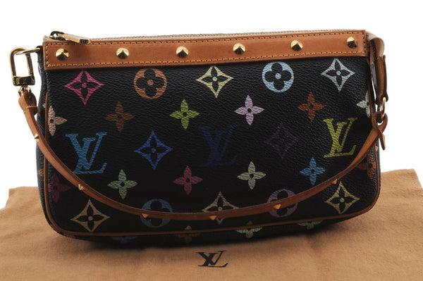 LOUIS VUITTON Monogram Multicolor Pochette Accessoires Pouch M92648 Black 5023B