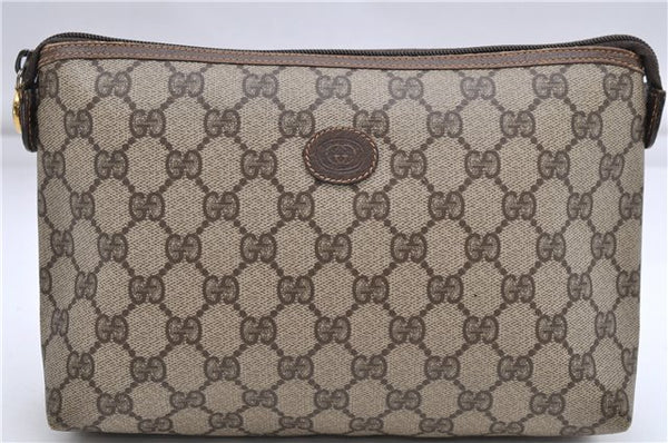 Authentic GUCCI Clutch Hand Bag Purse GG PVC Leather Brown 5023D