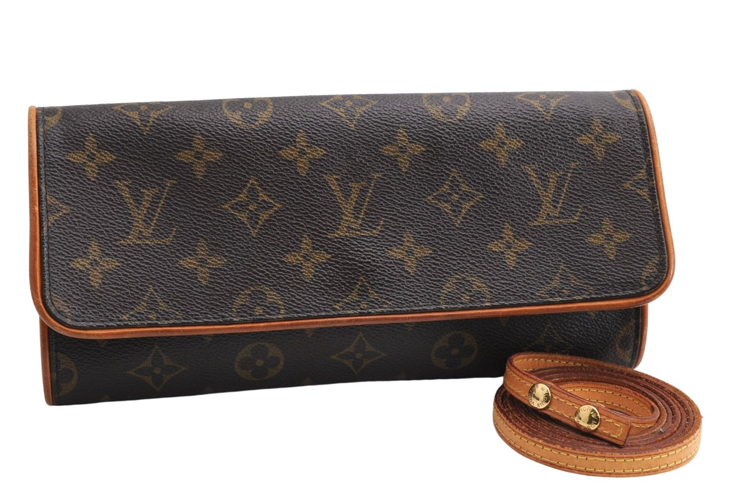 Authentic Louis Vuitton Monogram Pochette Twin GM Shoulder Bag M51852 LV 5023E