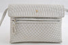 Authentic BALLY Quilting Leather Shoulder Cross Body Bag Purse White Junk 5023I