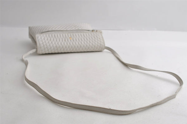 Authentic BALLY Quilting Leather Shoulder Cross Body Bag Purse White Junk 5023I