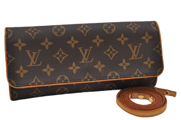 Authentic Louis Vuitton Monogram Pochette Twin GM Shoulder Bag M51852 LV 5024F